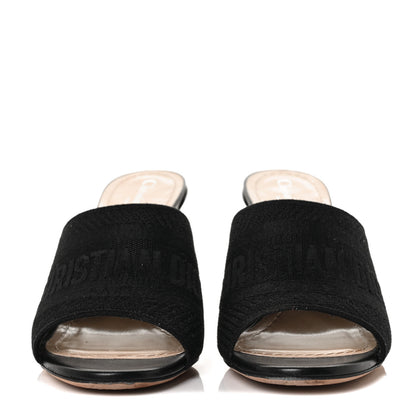 Christian Dior Cotton Embroidered Dway 85mm Slide Sandals 38.5 Black 2 of 9