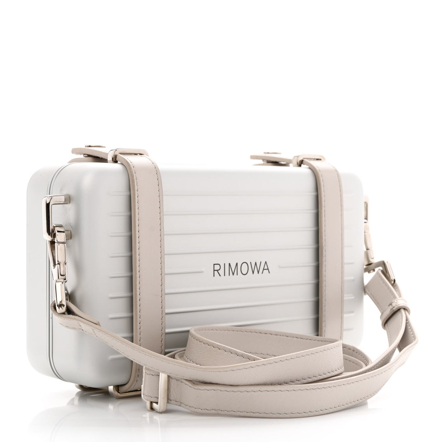 X RIMOWA Aluminum Personal Clutch On Strap Silver