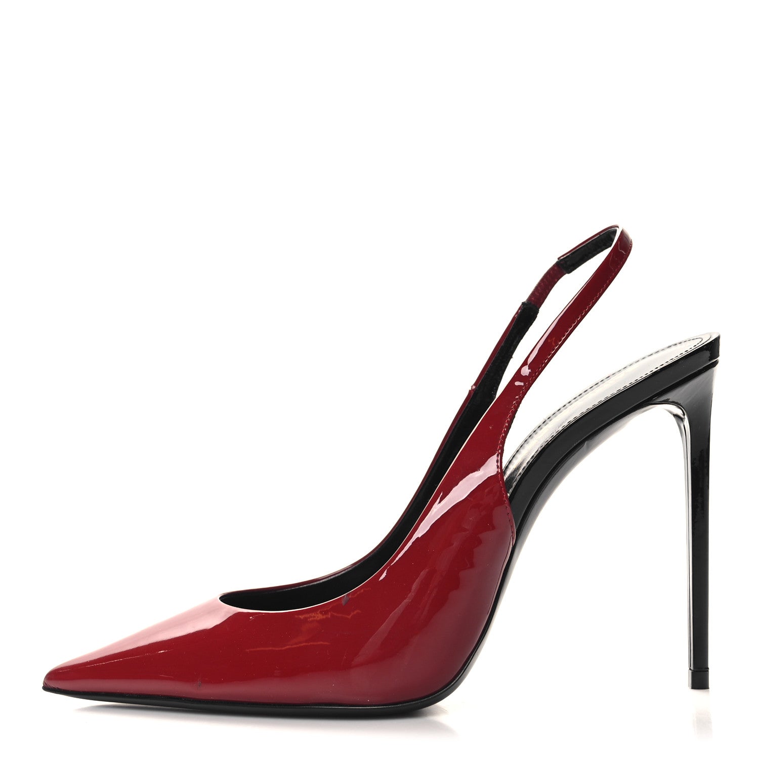Saint Laurent Patent Calfskin Zoe 105 Slingback Pump 38.5 Red 1 of 9