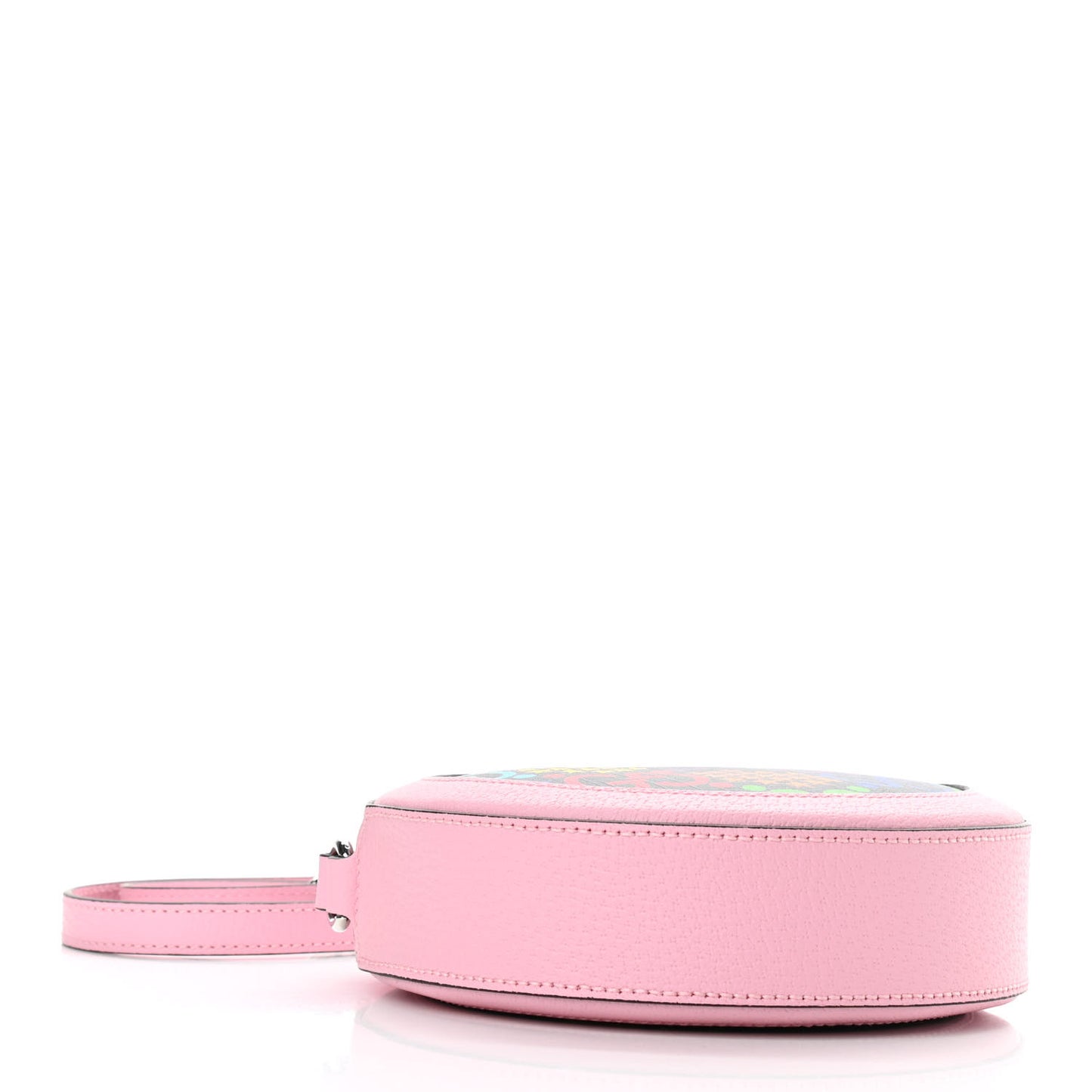 GG Supreme Monogram Psychedelic Round Shoulder Bag Black Multicolor Sugar Pink