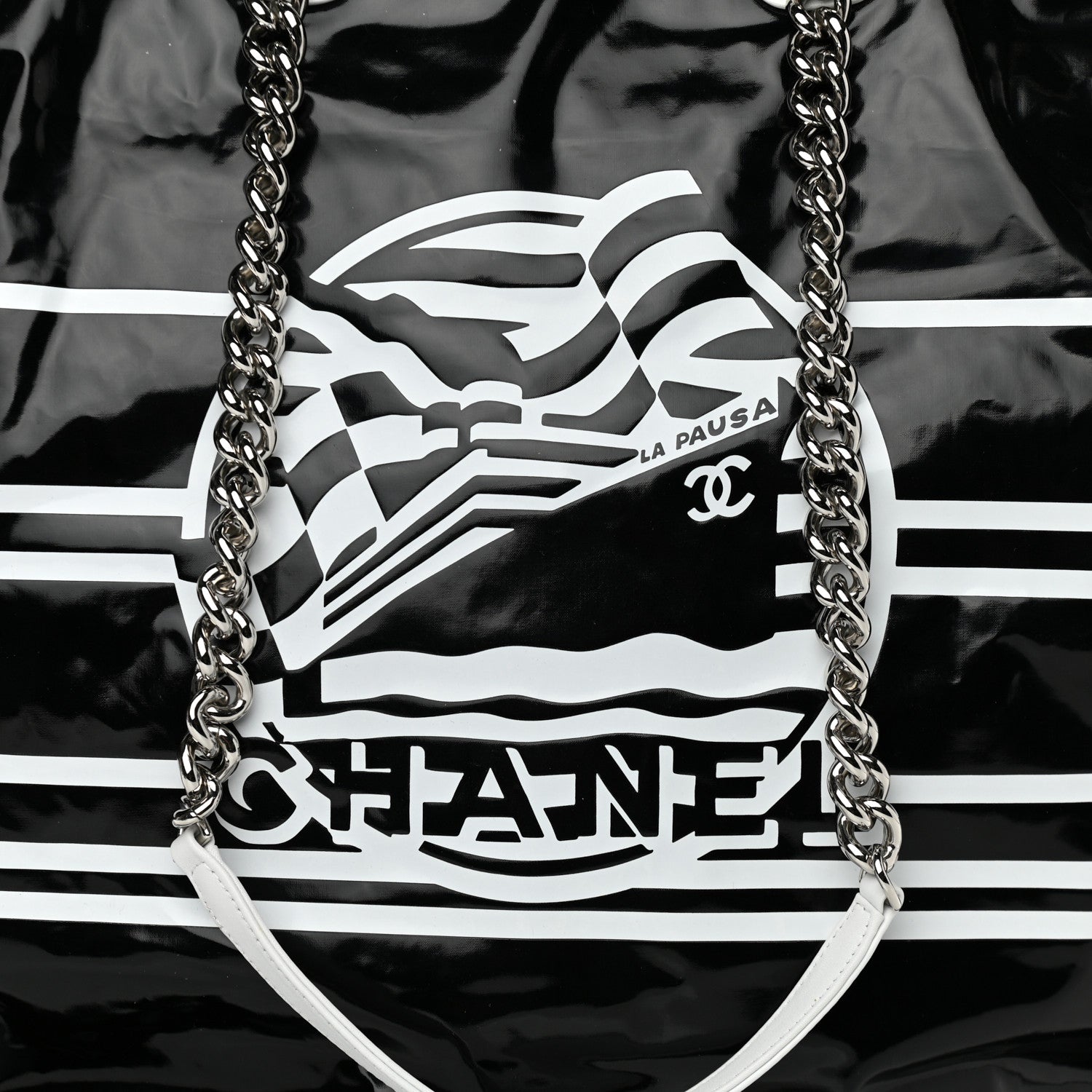 Chanel Vinyl Large La Pausa Bay Shopping Bag Black 8 of 10
