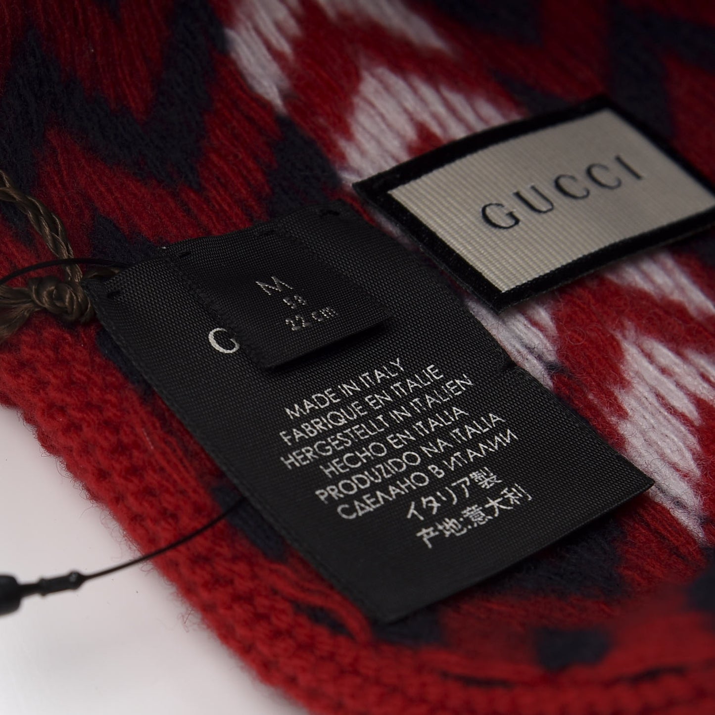 Wool Tricot Zaggede Beanie Hat M Red Blue