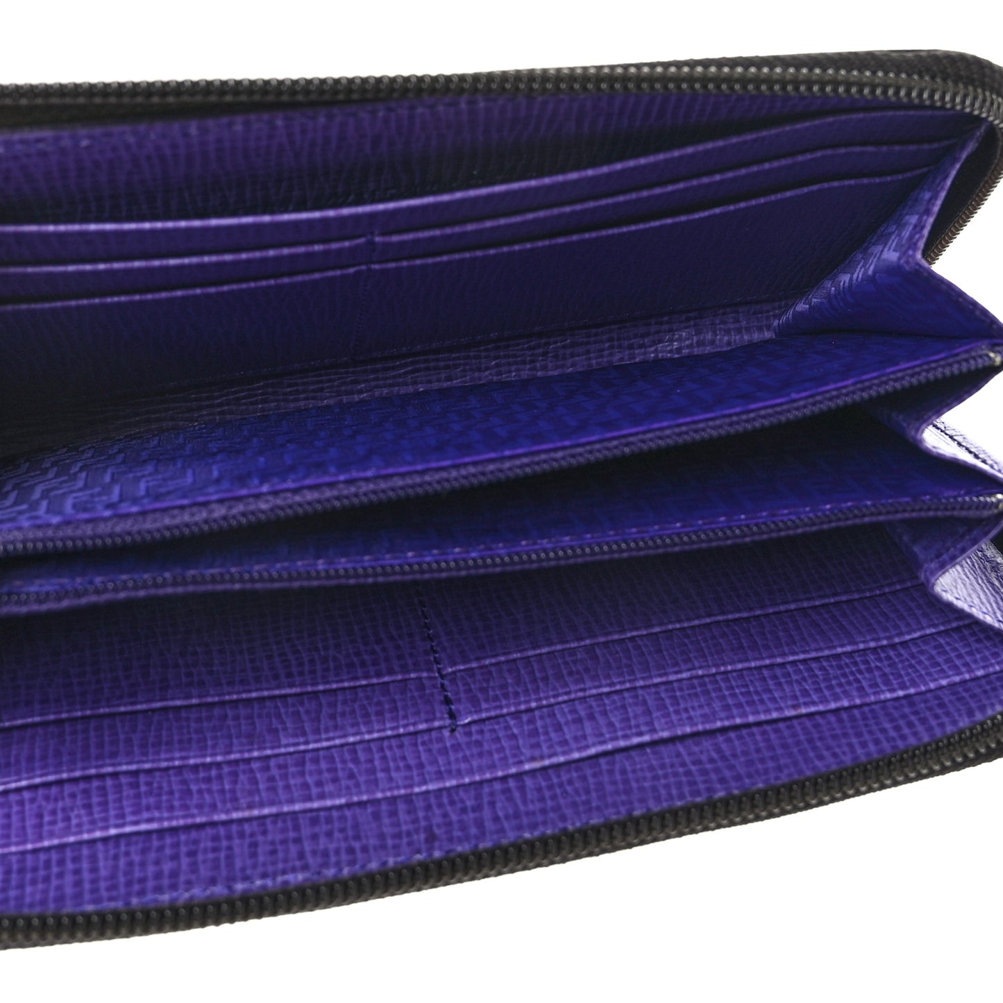 Zucca Spalmati Vitello Elite Zip Around Wallet Tobacco Viola