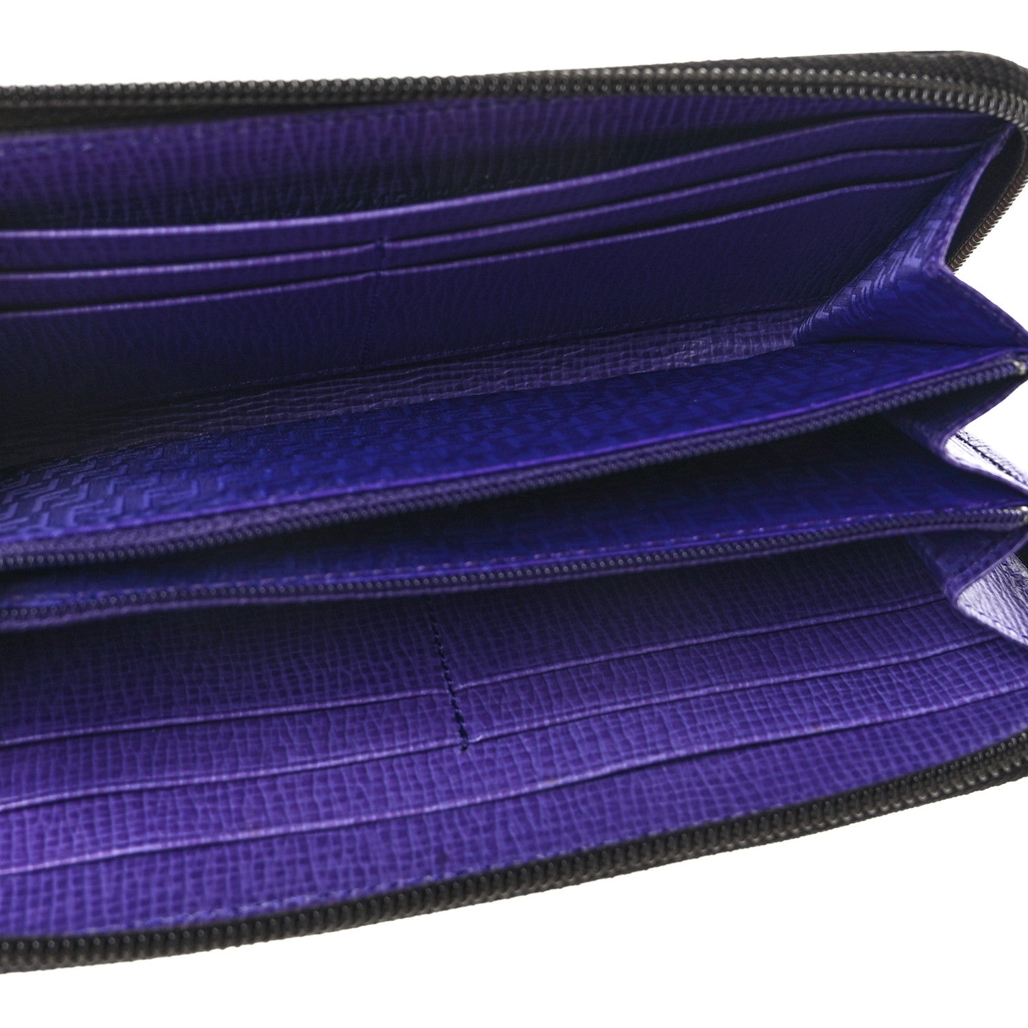 Fendi Zucca Spalmati Vitello Elite Zip Around Wallet Tobacco Viola 5 of 6