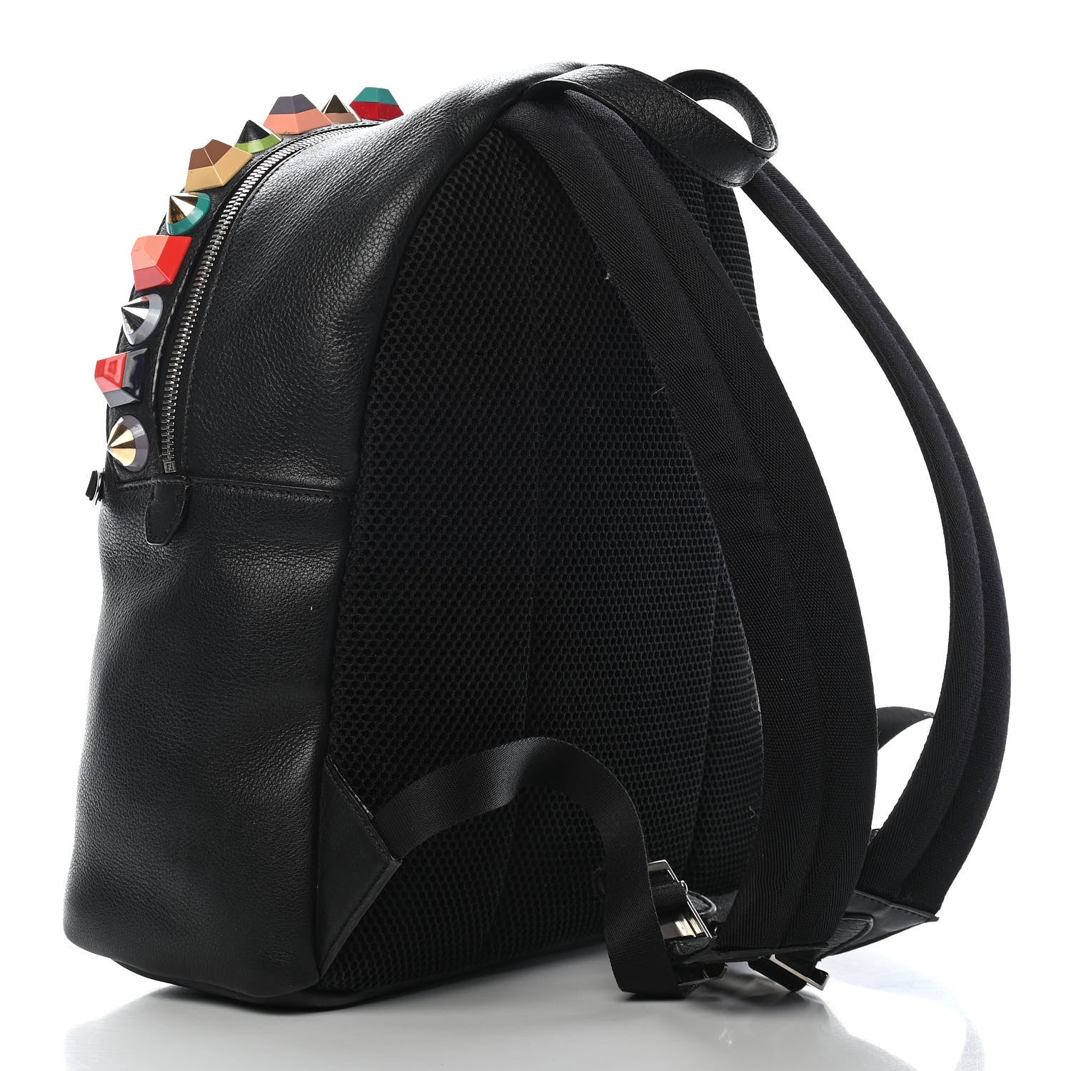 Fendi Vitello Dolce Studded Backpack Black Multicolor 3 of 15