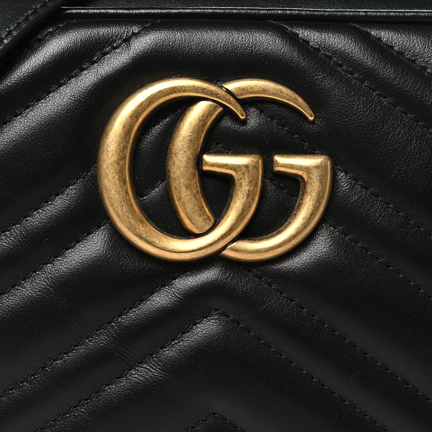Gucci Calfskin Matelasse Small GG Marmont Chain Shoulder Bag Black 8 of 10