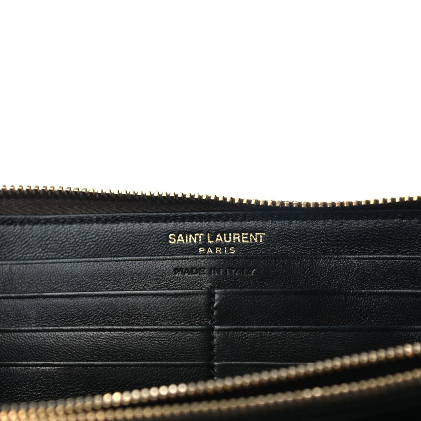 Metallic Calfskin Textured Continental Zip Around Wallet Gold