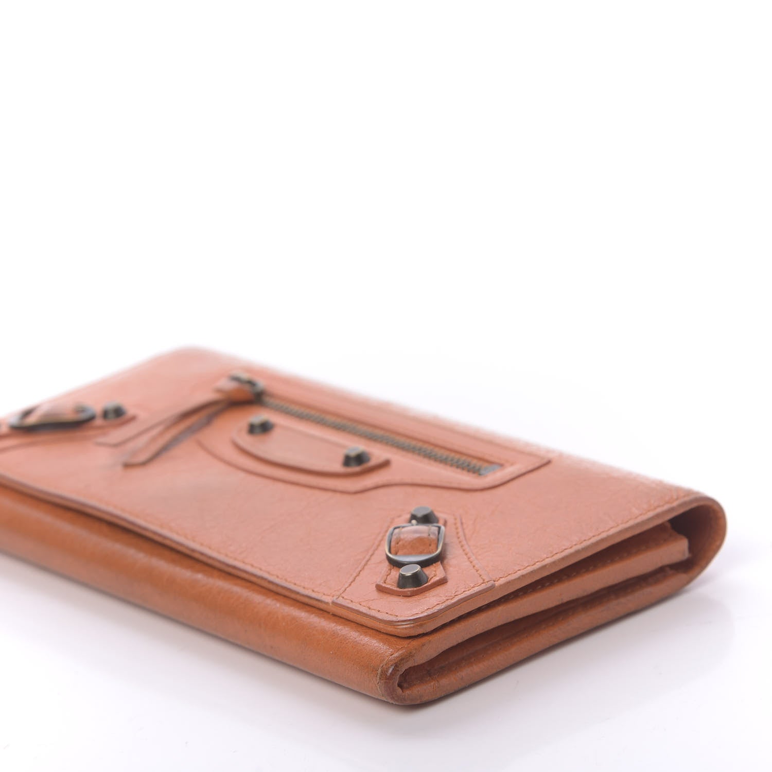 Balenciaga Agneau Classic Hardware Money Wallet Tangerine 7 of 13