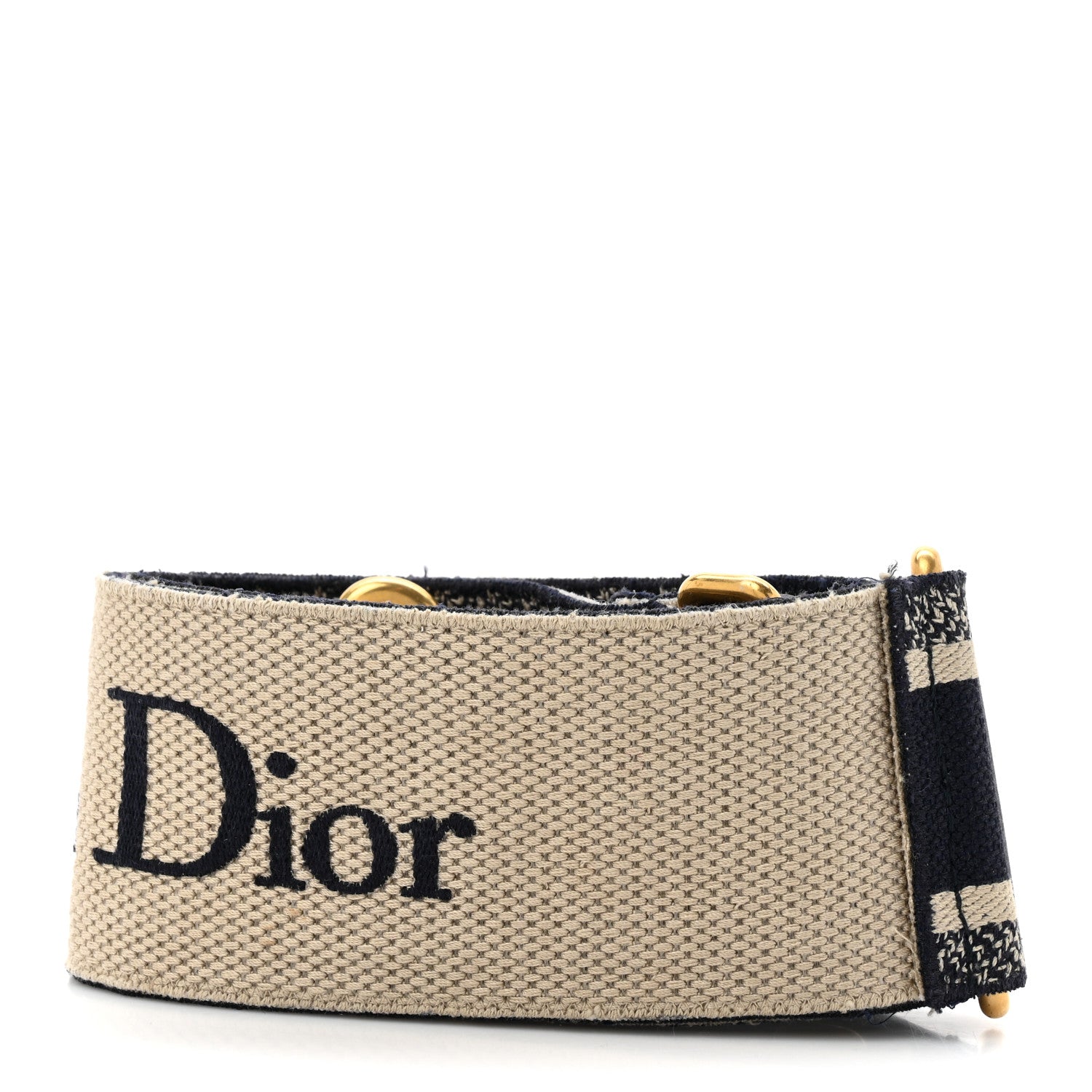 Christian Dior Canvas Embroidered Shoulder Strap Blue 2 of 4