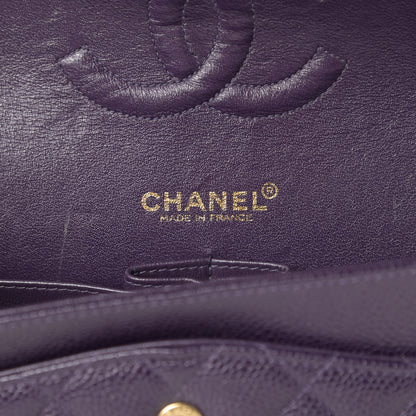 Chanel Caviar Quilted Medium Double Flap Dark Purple 6 of 16