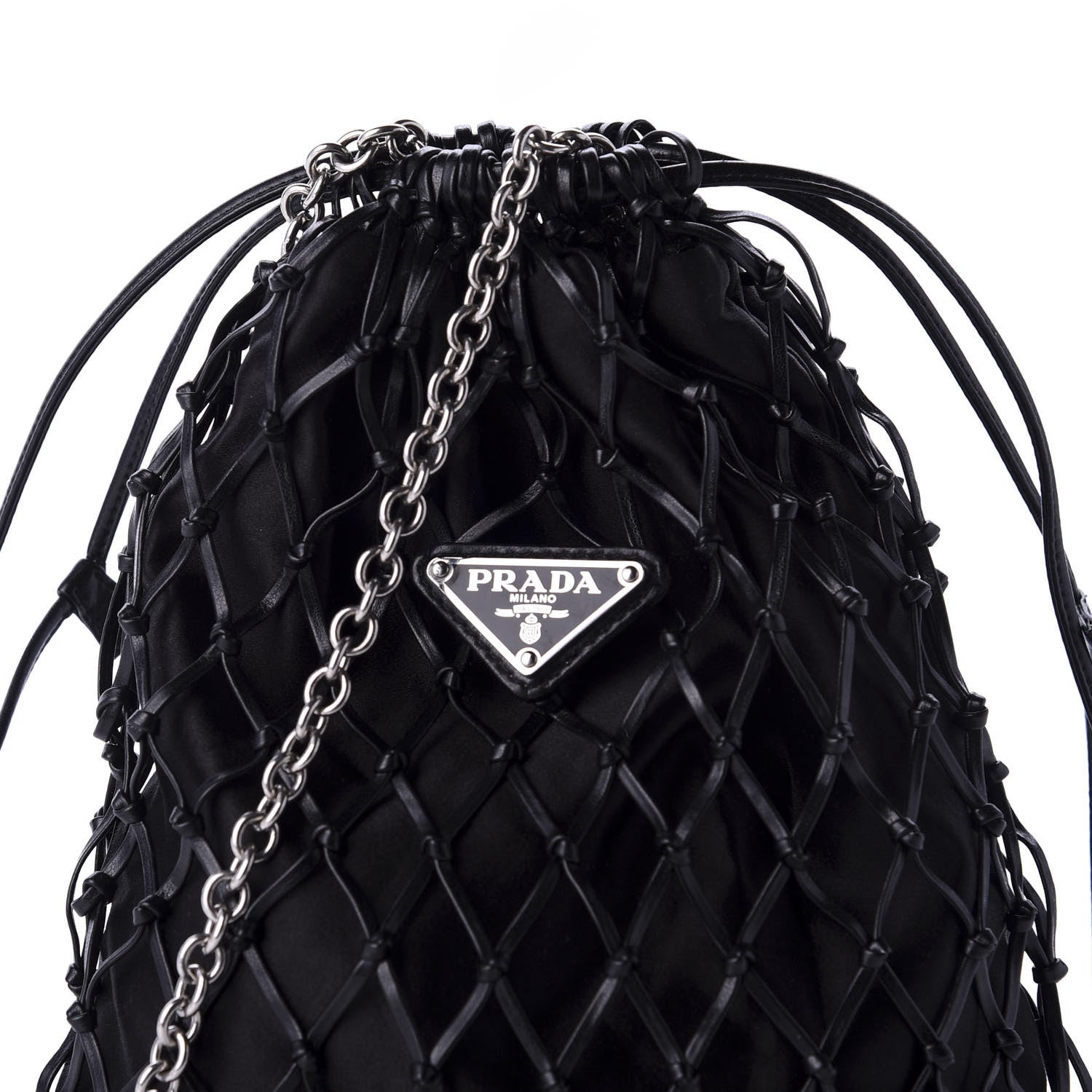 Prada Satin Net Chain Bag Black 9 of 9