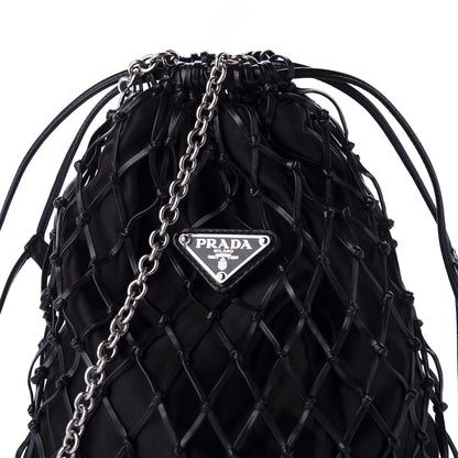 Prada Satin Net Chain Bag Black 9 of 9