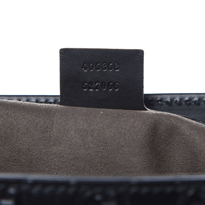 Gucci Guccissima Signature Single Buckle Flap Messenger Bag Black 7 of 10