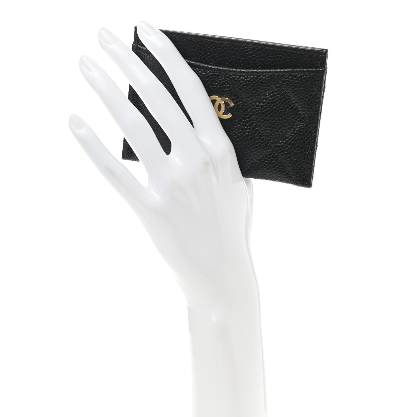 Caviar Quilted Card Holder Black