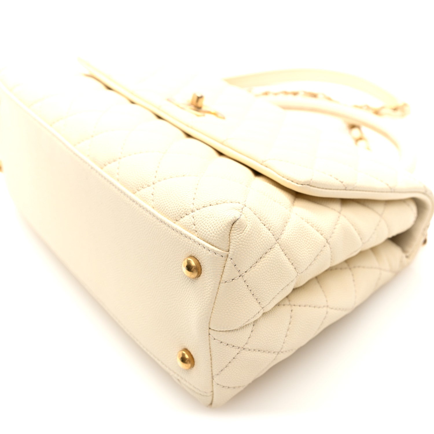 Chanel Caviar Quilted Small Coco Handle Flap White 10 of 10