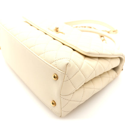 Chanel Caviar Quilted Small Coco Handle Flap White 10 of 10