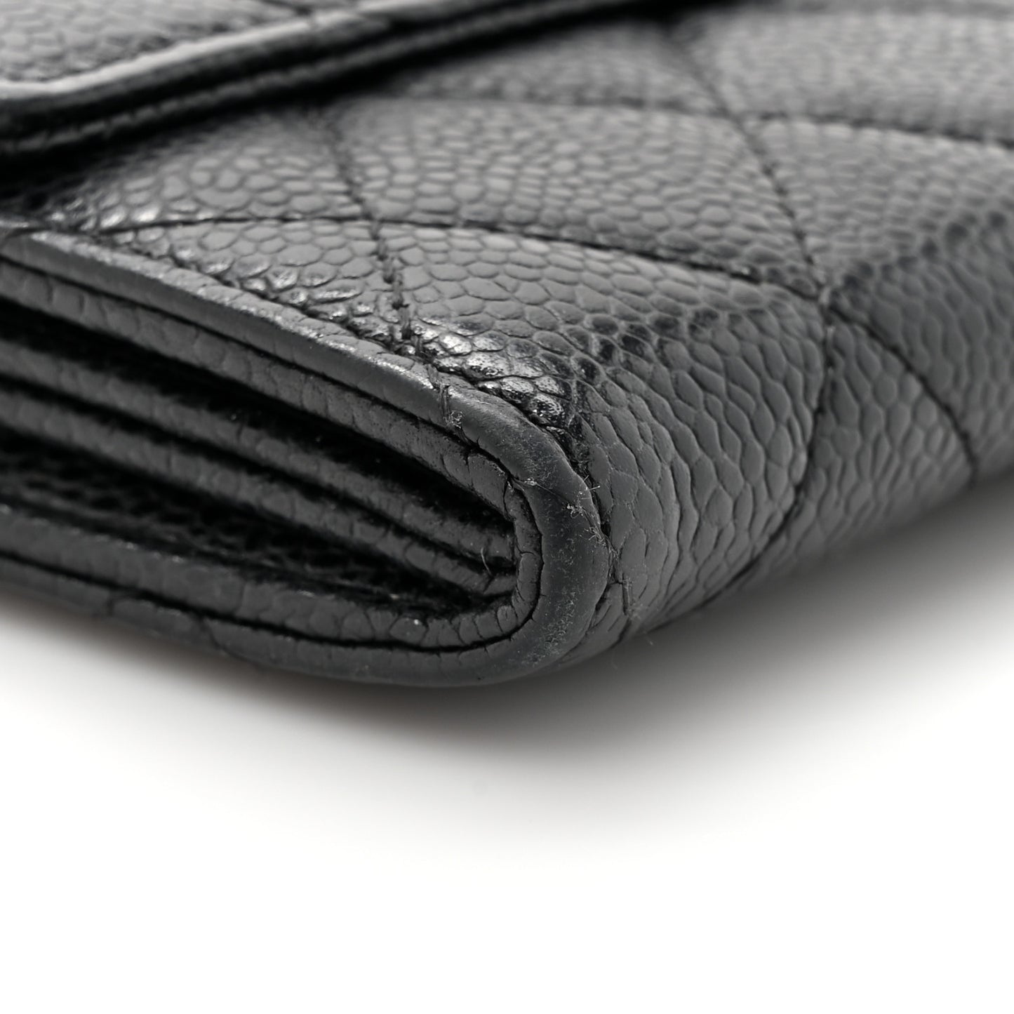Caviar Quilted Large Gusset Flap Wallet Black