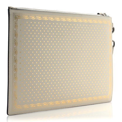 Gucci X SEGA Calfskin GUCCY Stars Zip Wristlet Pouch Mystic White Gold 3 of 11