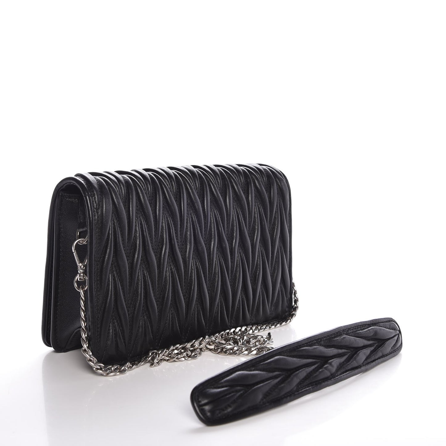 Matelasse Delice Miu Logo Bag Black