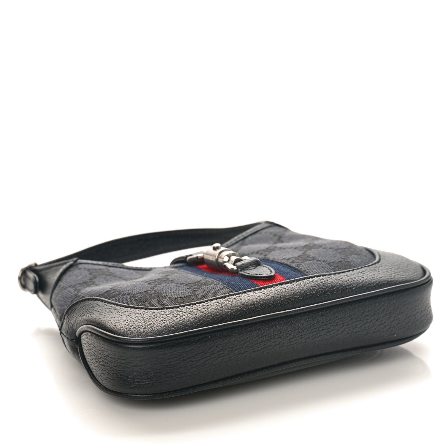 Gucci X BALENCIAGA BB Monogram Calfskin Web Mini Jackie 1961 Hobo Black 4 of 8