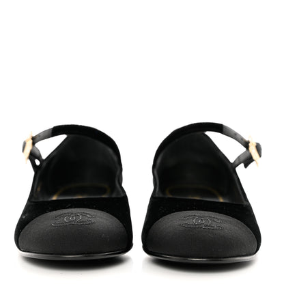 Chanel Velvet Grosgrain Mary Jane Flats 36.5 Black 3 of 9