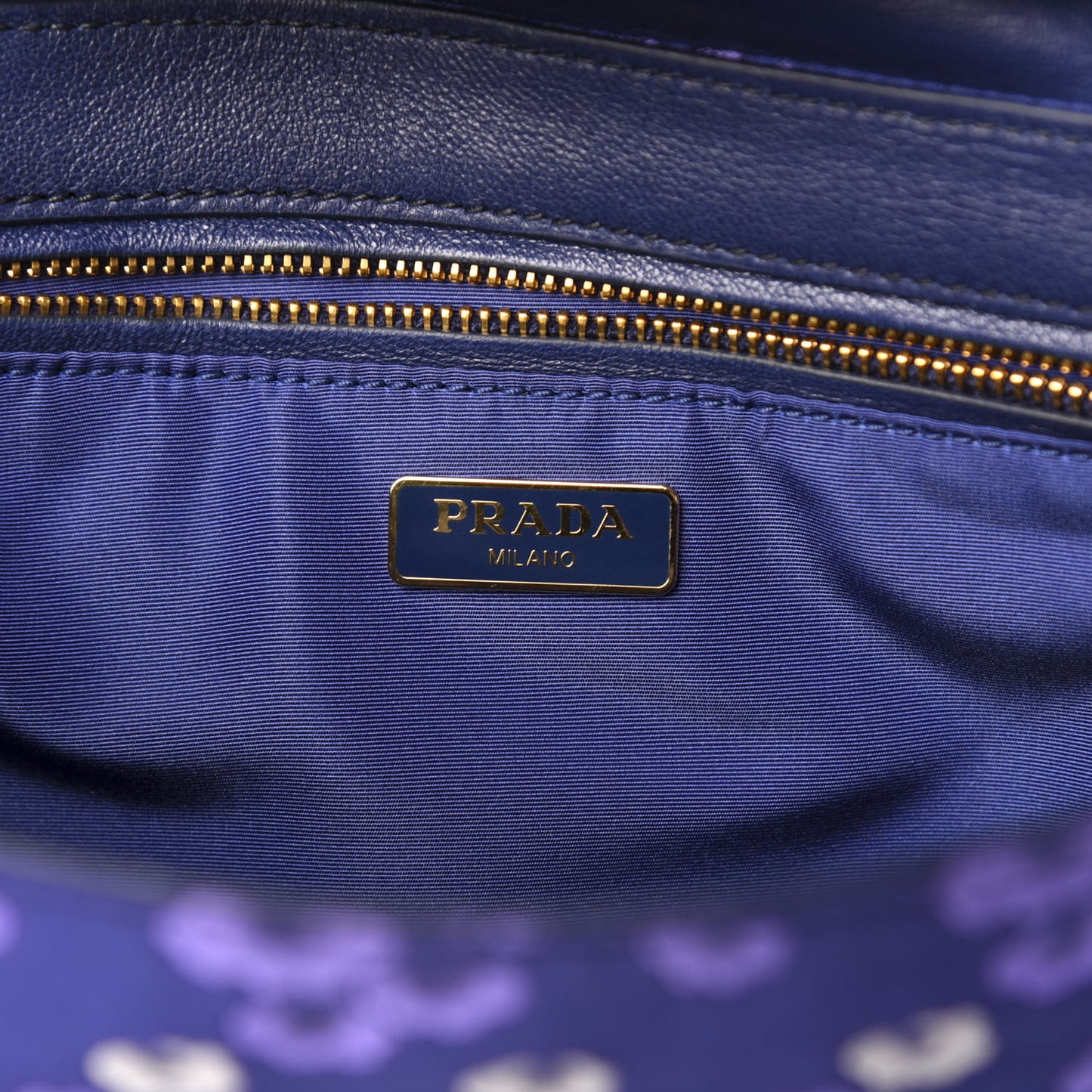 Tessuto Nylon Jacquard Floral Print Shoulder Bag Blue