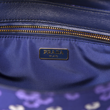 Prada Tessuto Nylon Jacquard Floral Print Shoulder Bag Blue 6 of 10