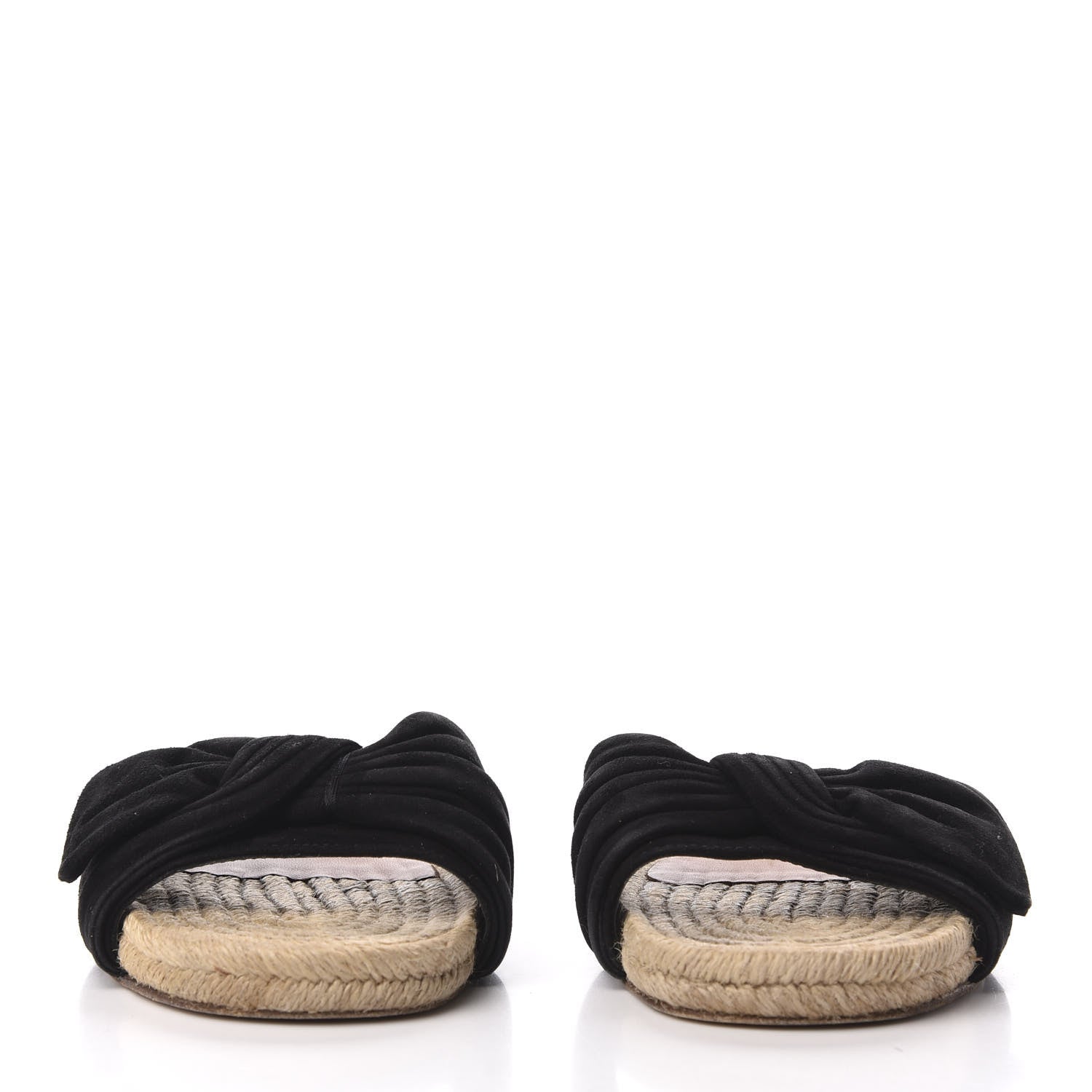 Valentino Garavani Suede Tropical Bow Espadrille Flat Slide Sandals 37 Black 3 of 9