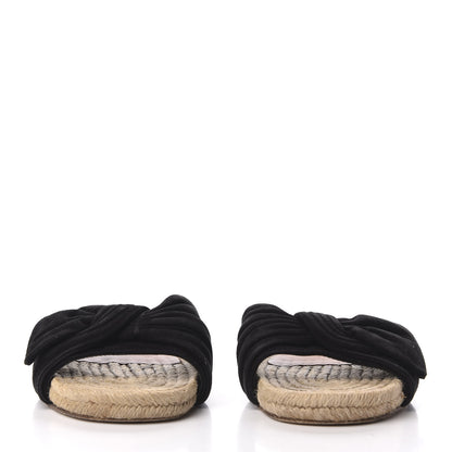Valentino Garavani Suede Tropical Bow Espadrille Flat Slide Sandals 37 Black 3 of 9