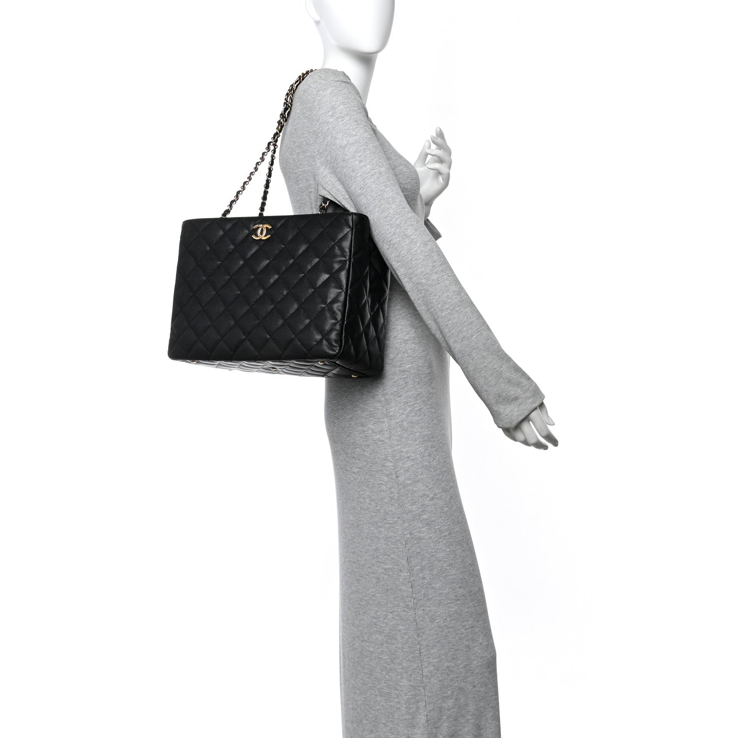 Chanel Caviar Quilted Small Shopping Tote Black 2 of 10