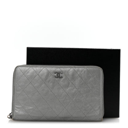 Chanel Metallic Aged Calfskin Quilted Palette Large Zip Around Organizer Wallet Silver 9 of 9