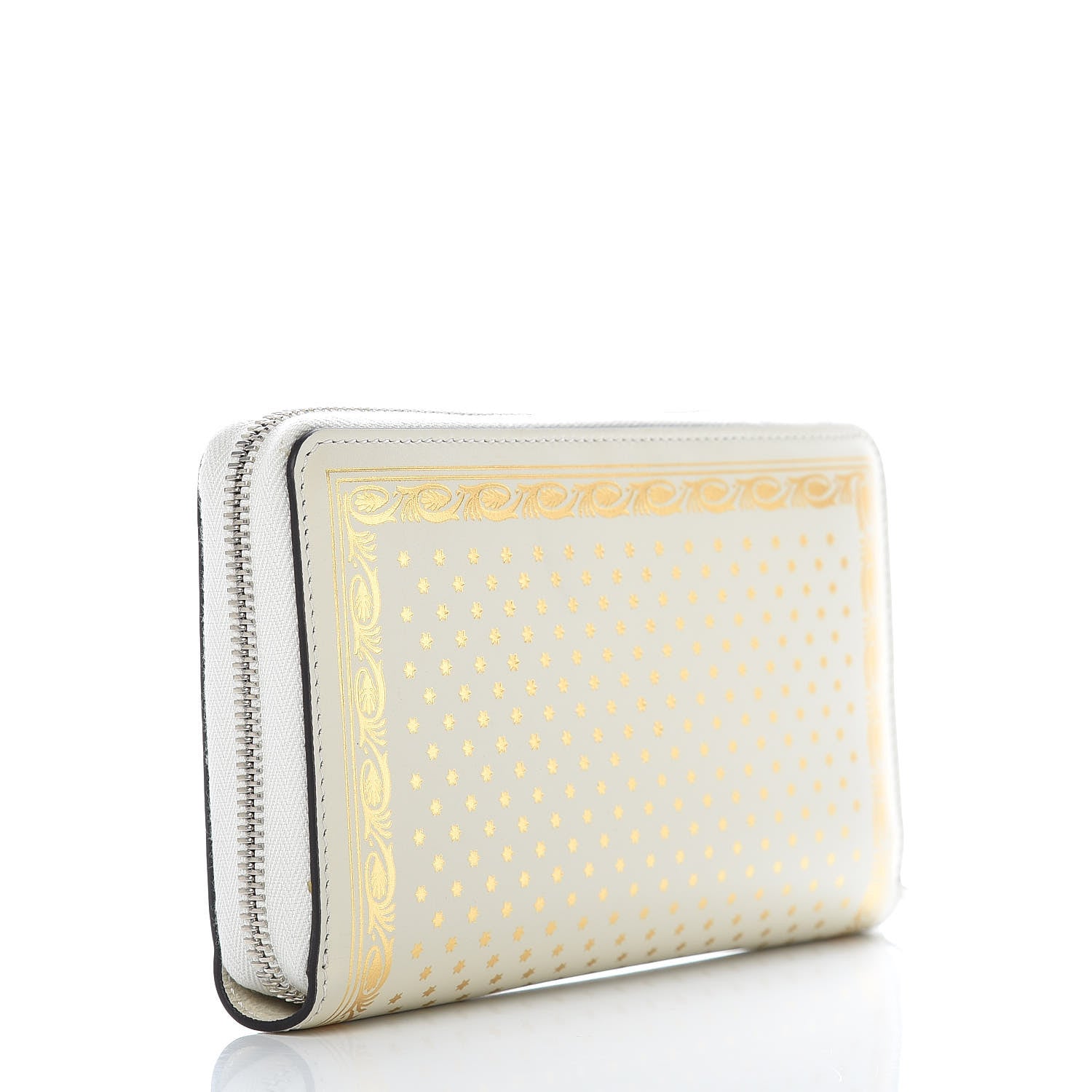 Gucci X SEGA Calfskin GUCCY Stars Zip Around Wallet Mystic White Gold 3 of 12