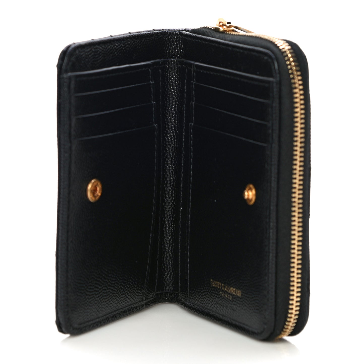 Grain De Poudre Matelasse Chevron Monogram Compact Zip Around Wallet Black