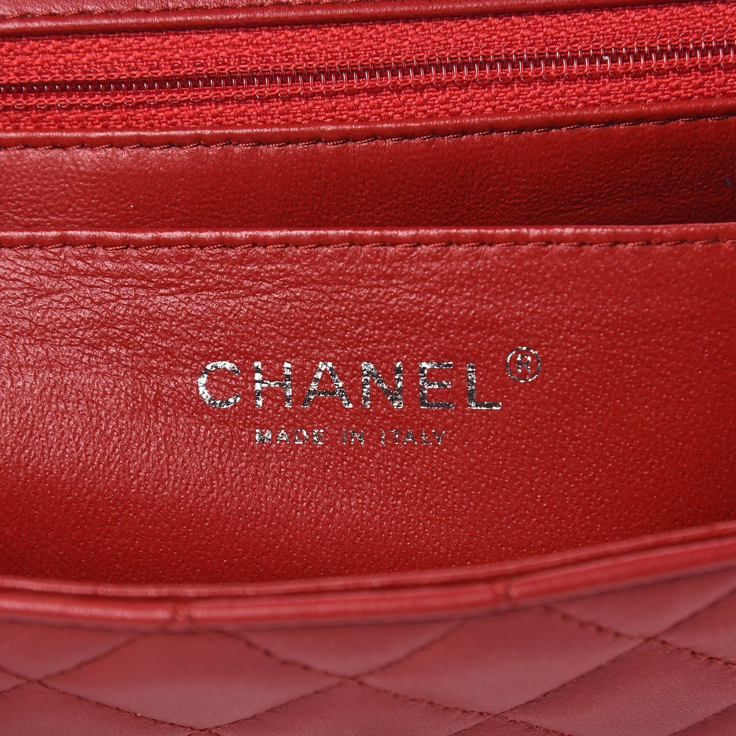 Lambskin Quilted Mini Rectangular Flap Red