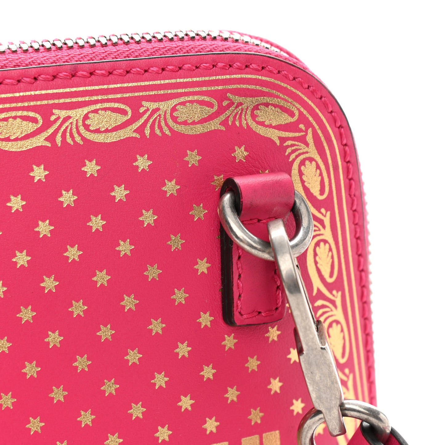 X SEGA Calfskin GUCCY Stars Mini Dome Shoulder Bag Violet Fuxia Gold