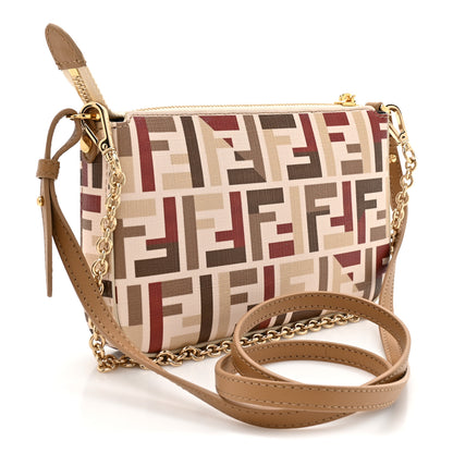 Fendi Fabric Jacquard Vitello Grace FF 1974 Baguette Pouch Grezzo Multicolor Soft Gold 2 of 9