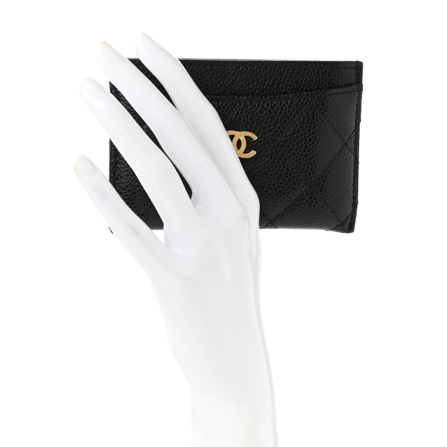 Caviar Quilted Card Holder Black