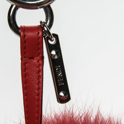Fendi Fox Fur Shiny Nappa Bi-Color N ABCharm Bag Charm Rosso Chiaro Lago Strawberry 4 of 4