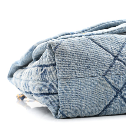 Chanel Washed Denim Quilted Maxi Flap Bag Blue 9 of 10