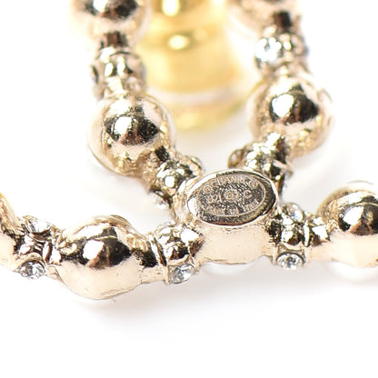Chanel Pearl Crystal Nefertiti CC Earrings Gold 4 of 4