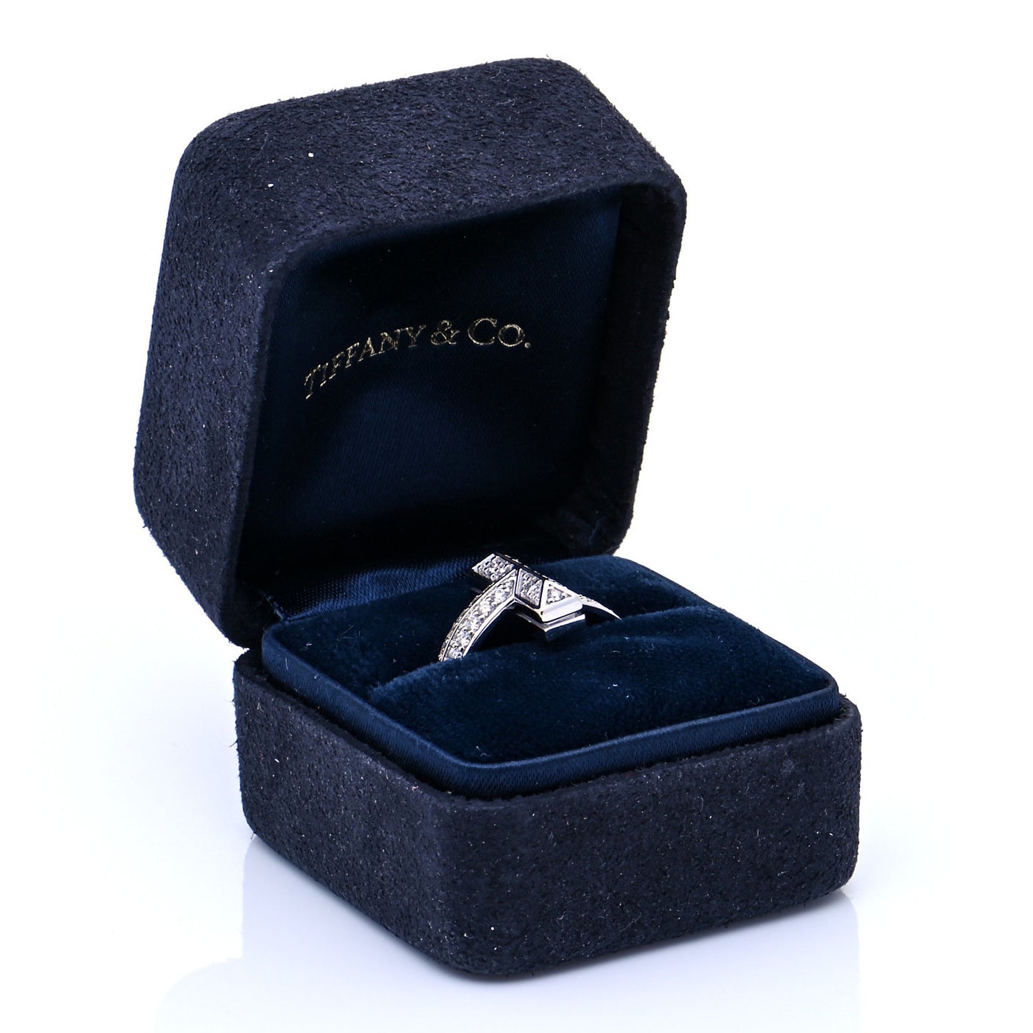 18K White Gold Diamond T T1 Wide Ring 56 7.5