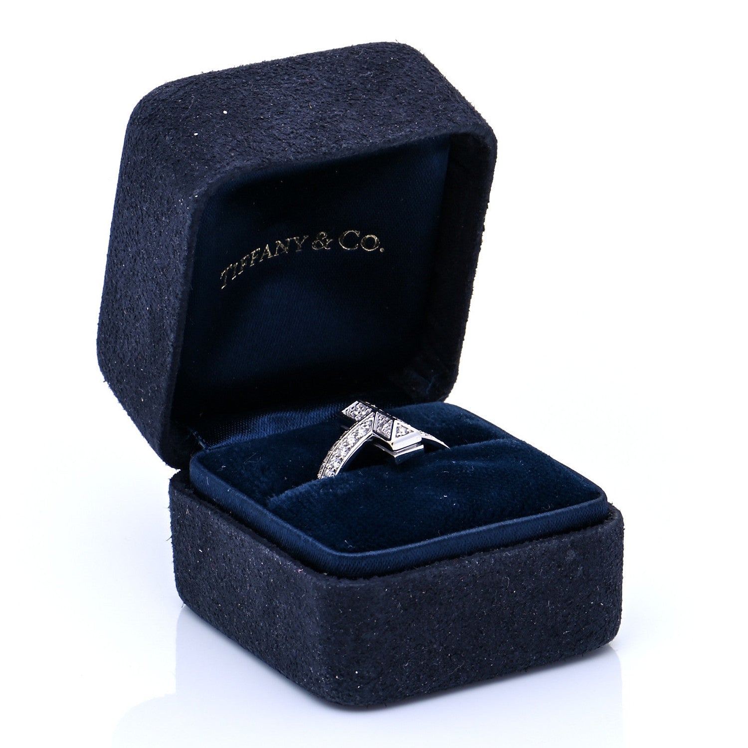 Tiffany 18K White Gold Diamond T T1 Wide Ring 56 7.5 6 of 6
