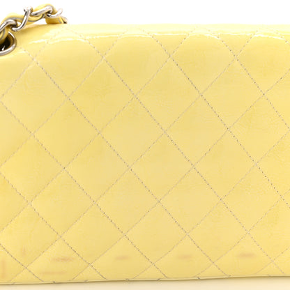 Chanel Distressed Patent Calfskin Quilted East West Flap Clutch Ivory 12 of 12