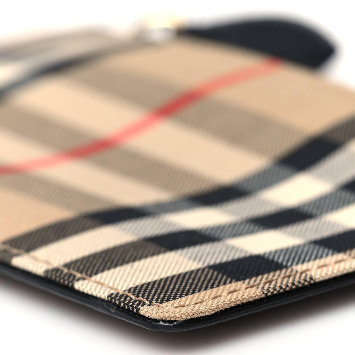 Vintage Check Calfskin Coin Case Card Holder Black