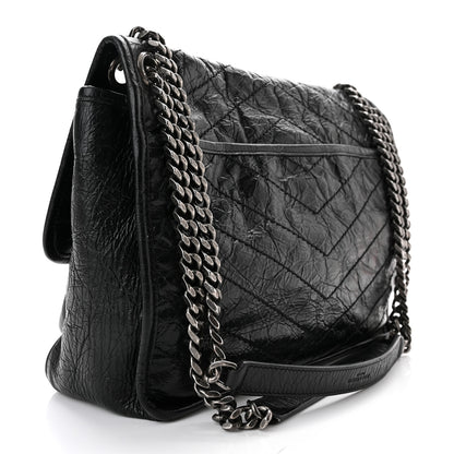 Saint Laurent Crinkled Calfskin Matelasse Monogram Medium Niki Chain Satchel Black 3 of 10