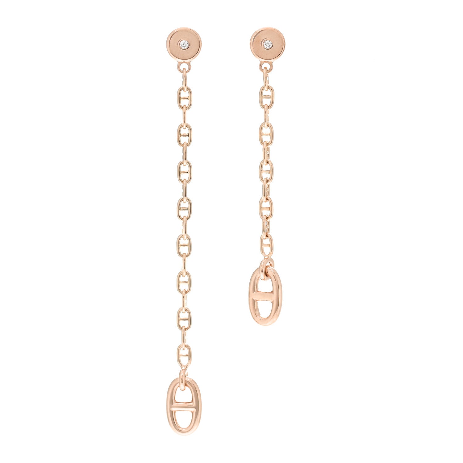 Hermes 18K Rose Gold Diamond TPM Farandole Drop Earrings 1 of 5