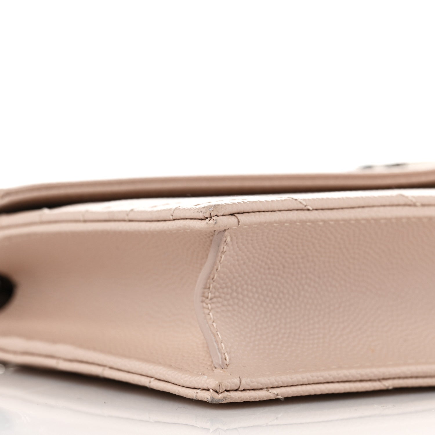 Saint Laurent Grain De Poudre Matelasse Chevron Monogram Envelope Chain Wallet Pale Pink 7 of 9