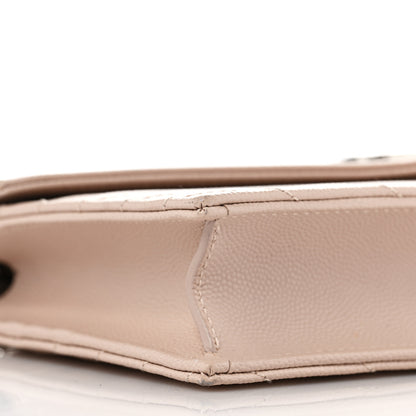 Saint Laurent Grain De Poudre Matelasse Chevron Monogram Envelope Chain Wallet Pale Pink 7 of 9