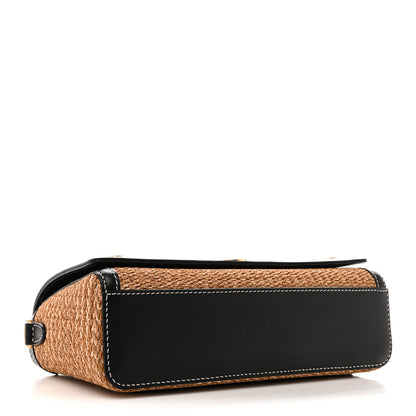 Burberry Raffia Calfskin TB Small Note Crossbody Bag Natural Black 4 of 11