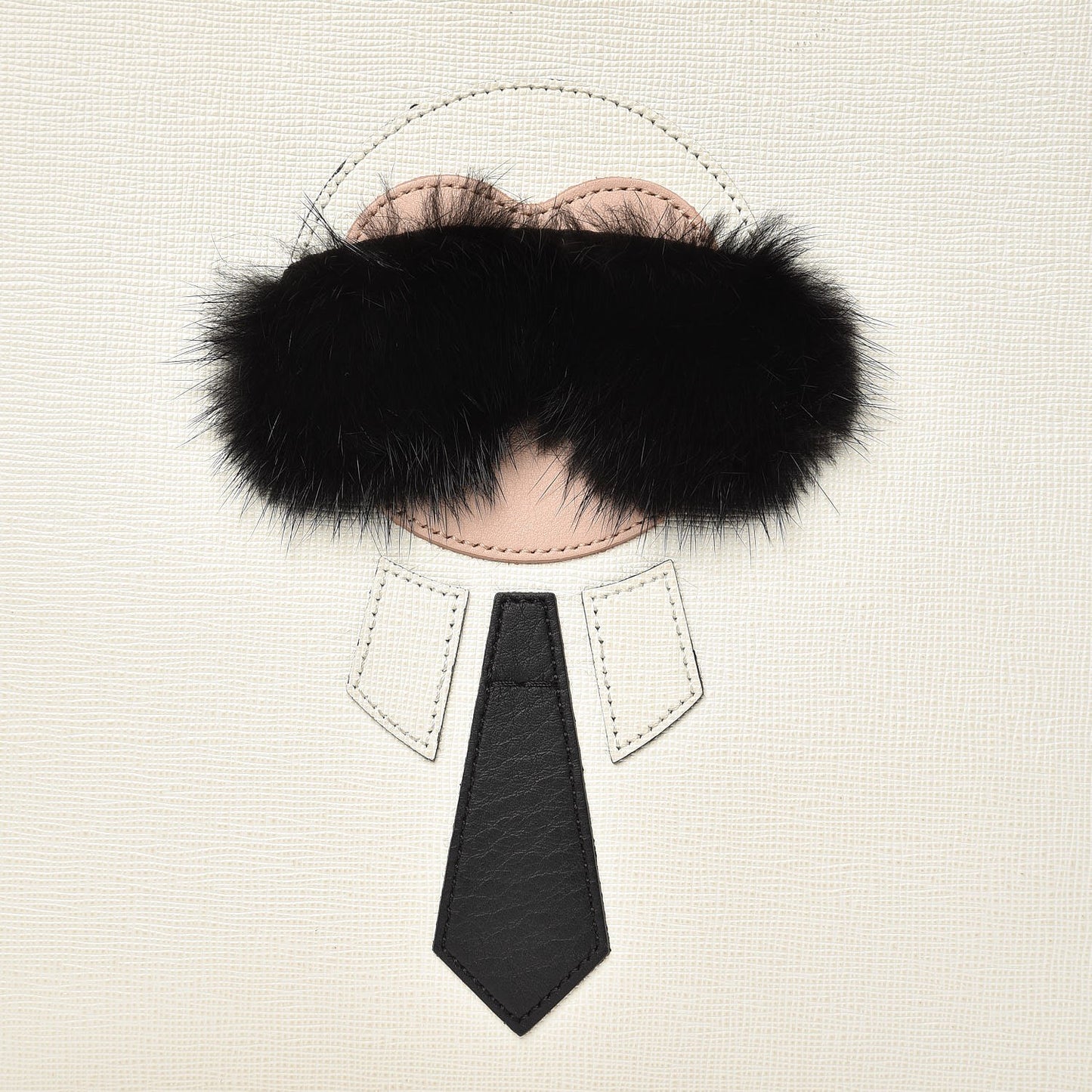 Vitello Elite Mink Fur Studded Karlito Zip Around Pouch White
